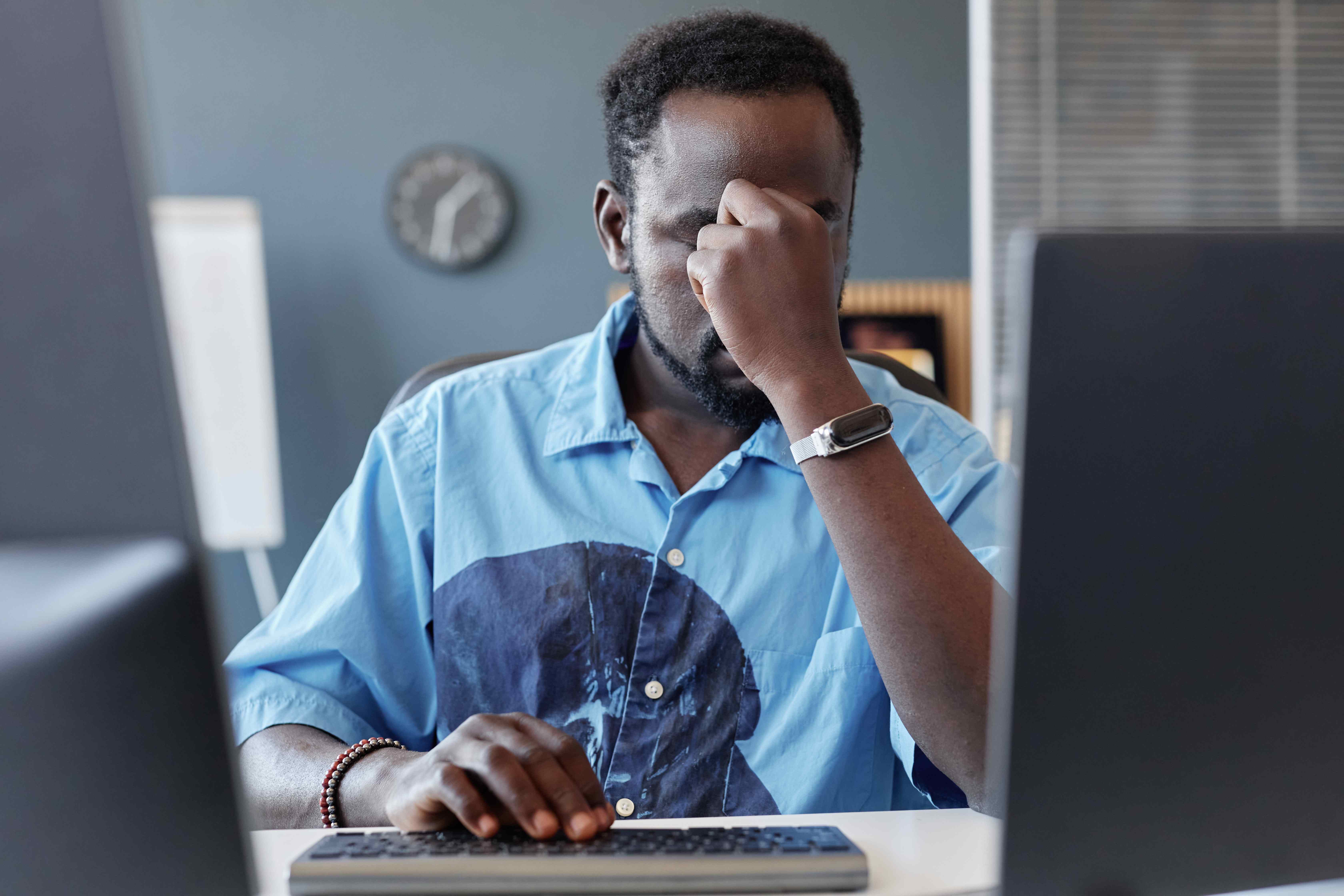 Frustrated developer dealing with testing challenges